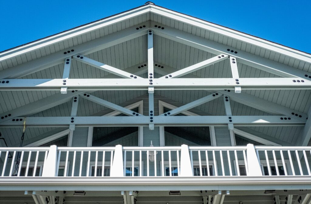 Low-Angle Shot of a White Wooden House