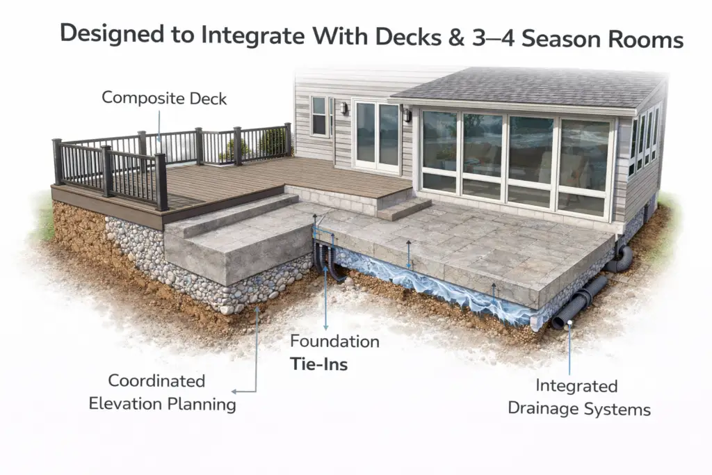 Designed to Integrate With Decks & 3–4 Season Rooms