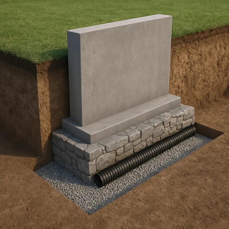 Concrete Wall with Footing and drainage